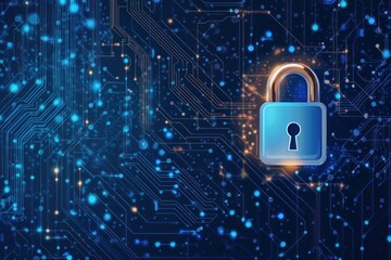 Aufkleber - Digital Security Network Shows Padlock On Circuit Board