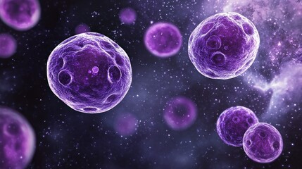 Poster - Purple Celestial Bodies Drifting Through Space