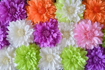 Poster - Colorful Artificial Flowers Close Up Arrangement