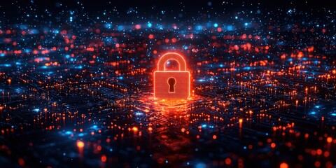 Aufkleber - Digital Security Lock Illuminated On Circuit Board