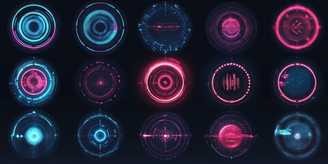 Poster - Futuristic Neon Circular Technology Interface Designs