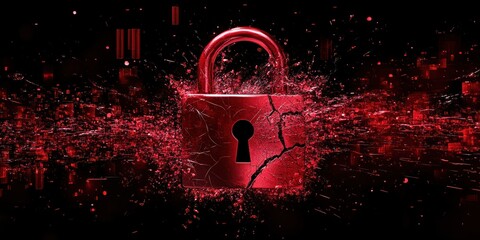 Aufkleber - Shattered Red Padlock Digital Data Breach