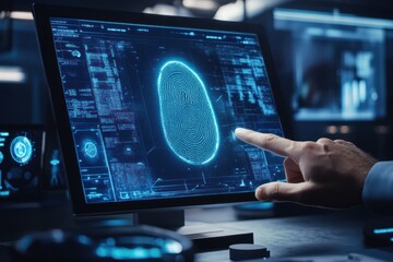 Aufkleber - Digital Fingerprint Authentication System On Computer Screen