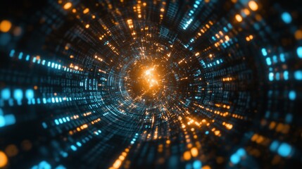Poster - Abstract Digital Tunnel Of Light And Data Streams
