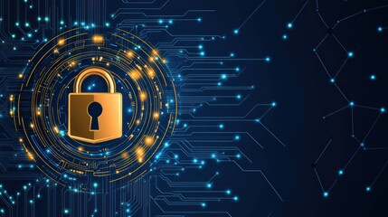 Aufkleber - Golden Padlock Secured Within Digital Circuitry Network