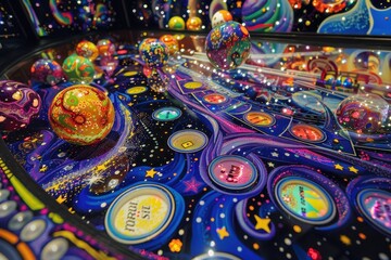 Leinwandbilder - Vibrant mosaic of the cosmos featuring colorful planets, stars, and swirling galaxies in an artistic display of the universe's beauty