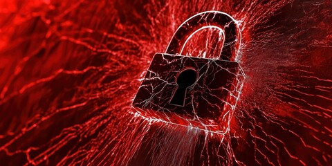 Aufkleber - Cracked Red Padlock Symbolizing Data Breach Security Failure