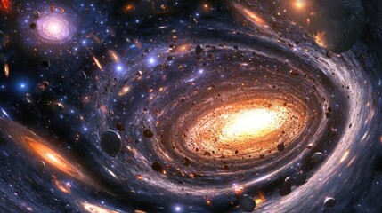 Poster - Cosmic Collision A Galactic Spiral Of Destruction And Rebirth