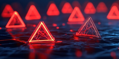 Poster - Glowing Red Triangles Illuminate a Dark Network