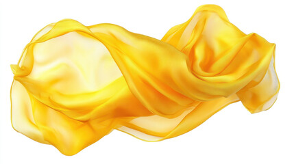 Wall Mural - flowing yellow silk fabric gracefully suspended against a white background