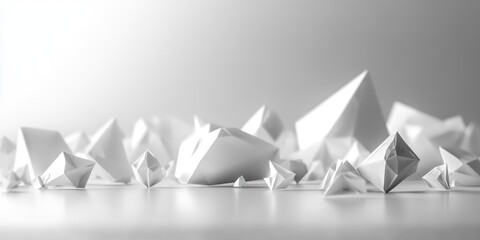 Fototapete - Abstract White Geometric Shapes Landscape