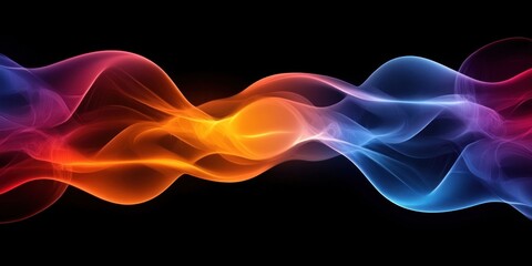 Aufkleber - Abstract Colorful Waves Flowing in Dark Space