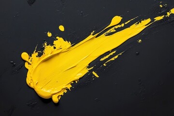 Aufkleber - Abstract Yellow Paint Stroke On Black Canvas