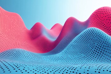 Aufkleber - Abstract Pink And Blue Wavy Dotted Landscape