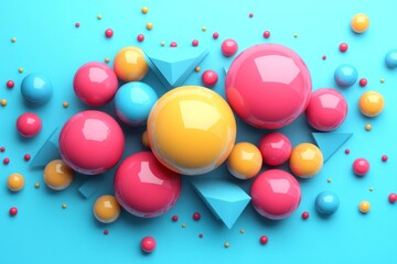 Aufkleber - Colorful Spheres and Geometric Shapes Abstract Design