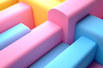 Aufkleber - Abstract Pastel Colored Geometric Shapes Design