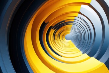 Poster - Abstract Yellow Blue Circular Tunnel Design