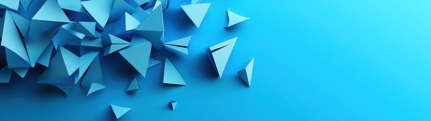Leinwandbilder - Abstract Blue Triangular Forms Scattered On Background