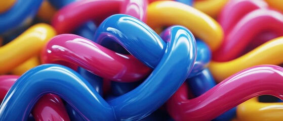 Aufkleber - Abstract Colorful Intertwined Shiny Tubes