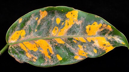 Poster - A Single Leaf Showing Yellow And Green Coloration