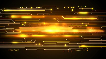 Poster - Abstract Golden Circuit Board Digital Technology Design