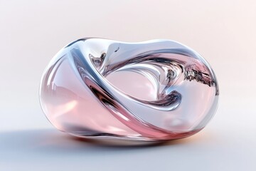 Leinwandbilder - Abstract Glass Sculpture Pink and Grey Swirls