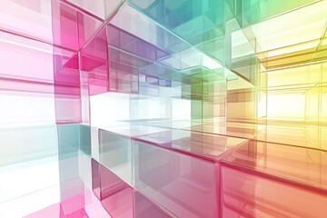 Fototapete - Abstract Colorful Glass Cube Structure Design
