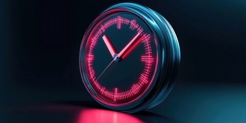 Fototapete - Neon Clock Face Shows Time Passing Quickly