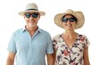 © upnowgraphics - Happy Couple Wearing Straw Hats and Sunglasses