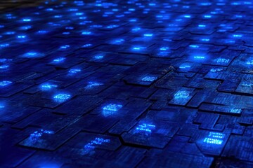 Poster - Abstract Blue Glowing Circuit Board Pattern