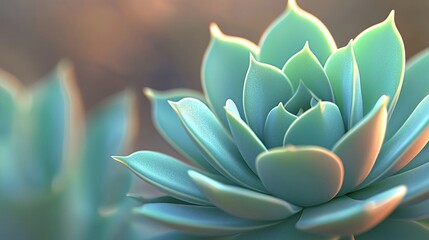 Sticker - Serene Succulent: A Close-Up of a Teal Echeveria