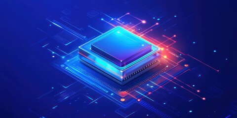 Fototapete - Futuristic Microchip Integrated Circuit Technology Display