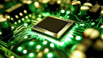 Poster - Close Up Of A Microchip On A Circuit Board