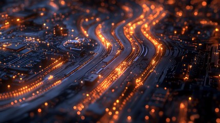 Poster - Illuminated Circuit Board Abstract Technology Design