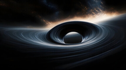 Wall Mural - A mesmerizing black hole warps space with its immense gravitational pull, AI