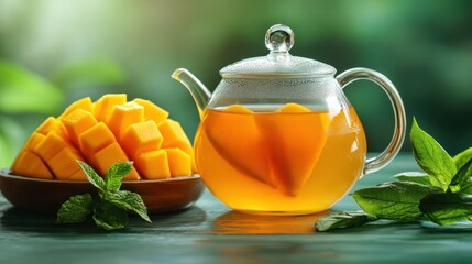 Wall Mural - Refreshing Mango Tea: A Summer Delight