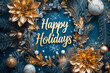 © Anastasia - A clean holiday card design with the text 'Happy Holidays' surrounded by a gold wreath.