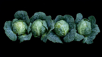 Wall Mural - Tender brussel sprouts cabbage, verdant green vegetable fresh, wholesome plant organic gourmet, flavorful cuisine food ingredient, nutritious garden bounty.