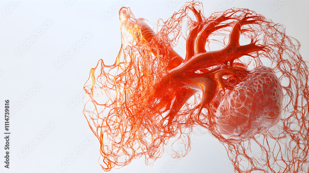 Detailed Anatomical Illustration of Human Heart Structure with Blood ...