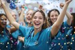 © AnaBeln - Group of nurses at the hospital celebrating the new year