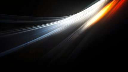 Poster - Abstract light rays in a black background, with a diagonal white light ray.