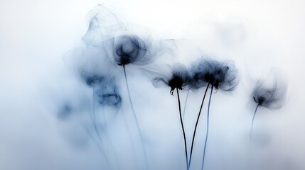 Wall Mural -   A close-up of a bouquet with smoke emanating from the flower tops and stem bases