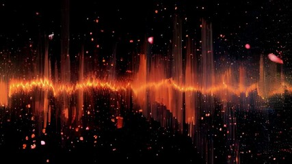 Wall Mural - digital data pattern as audio wave frequency, abstract network surface in cyber space. concept of mu