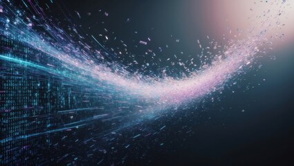 Wall Mural - binary code wave wallpaper, information technology