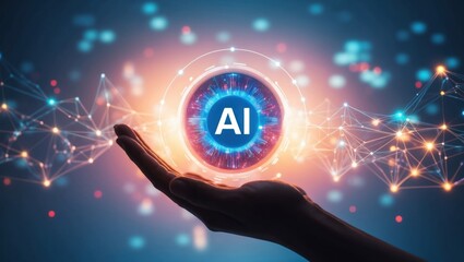 Wall Mural - ai on the background of computer systems, vibrant wallpaper