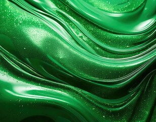 Wall Mural - vibrant metallic candy coat green paint texture silky smooth liquid satin effect background wallpaper