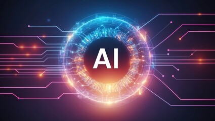 Wall Mural - ai on the background of computer systems, vibrant wallpaper