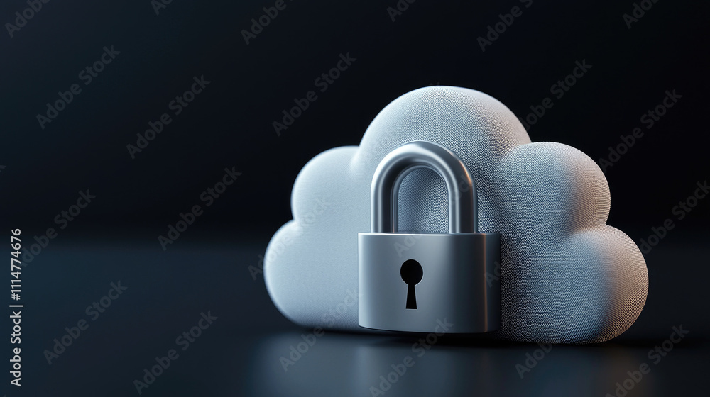 bold cloud icon featuring heavy duty lock symbolizes security and ...