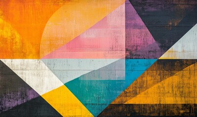 Wall Mural - Colorful Geometric Shapes with Layered Textures