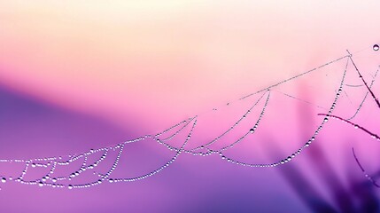 Wall Mural - a close-up of a water droplet on a plant against a pink and blue sky